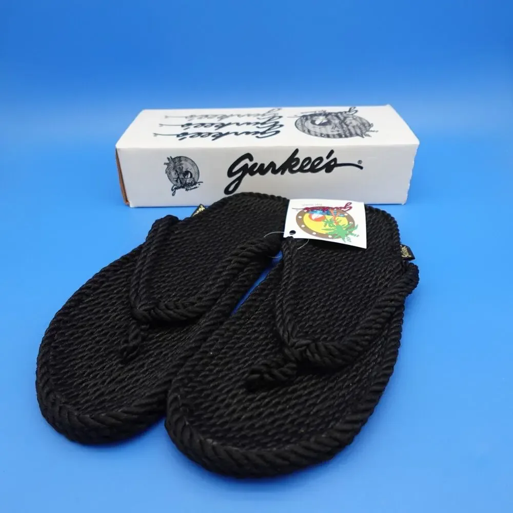 Gurkee's Tobago Thong Men's 12.5-13 Black Rope Sandals Beach Water Shoes NIB